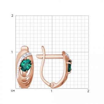 Sokolov Ohrringe aus 585 Rotgold mit grünem Smaragd und Brillanten