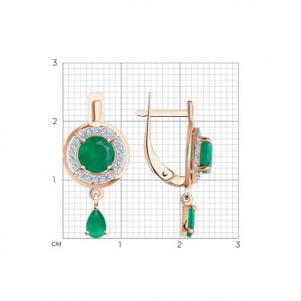 Diamant Серьги из золота 585 пробы с агатами и фианитами