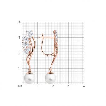 Diamant Серьги из позолоченного серебра 925 пробы с жемчугом и фианитами