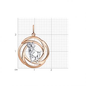 DIAMANT Подвеска знака зодиака Овен из позолоченного серебра 925 пробы