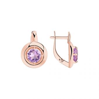 Diamant Set: Ohrringe und Anhänger aus vergoldetem 925 Silber mit Amethyst
