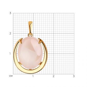 Diamant Anhänger aus vergoldetem 925 Silber mit rosa Quarz