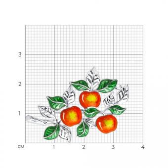 Diamant Брошь "Ветвь яблони" из серебра 925 пробы с эмалью
