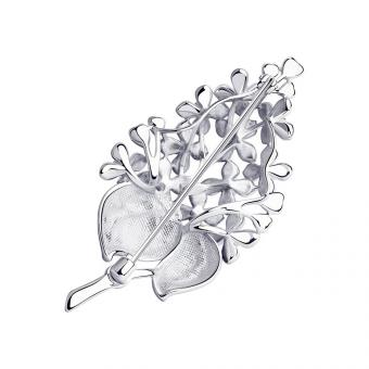 Sokolov Брошь "Ветка сирени" из серебра 925 пробы с фианитами и эмалью