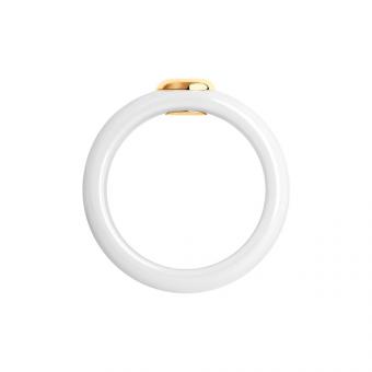 Sokolov Кольцо из белой керамики с золотом 585 пробы и бриллиантом