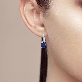 Sokolov earrings in 925 silver with cubic zirconia and blue crystals