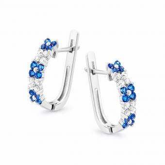 Sokolov Серьги из серебра 925 пробы с бесцветными и голубыми или зелеными фианитами