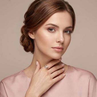 Кольцо из красного золота 585 пробы с фианитами
