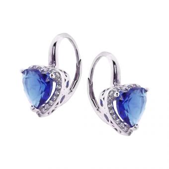 Herz-Ohrringe aus 925 Silber mit Zirkonia (Farbauswahl)