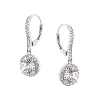 Серьги из серебра 925 пробы с белыми, светло-голубыми или темно-синими цирконами