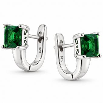 Schmuckset aus 925 Silber mit grünen Zirkonia: Ohrringe + Anhänger + Damenring
