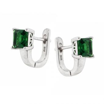 Комплект украшений из серебра 925 пробы с зелеными циркониями: серьги + подвеска + женское кольцо