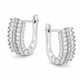 Set: Ohrringe + Anhänger aus 925 Silber mit Glaskristallen