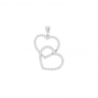 Heart pendant in 925 silver with zirconia + free silver chain