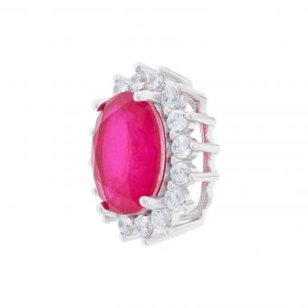 Anhänger aus 925 Silber mit rotem Kristall