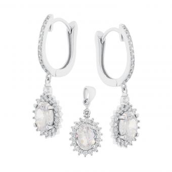 Schmuckset aus 925 Silber mit Zirkonia – Ohrhänger und Anhänger im edlen Design