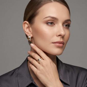 Schmuckset aus vergoldetem 925 Silber mit Zirkonia: Ohrringe + Damenring