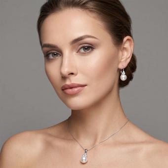 Schmuckset aus 925 Sterling Silber mit Perlen – Ohrringe & Anhänger