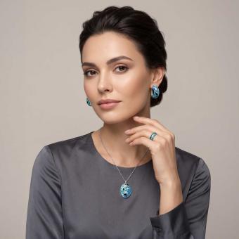 Schmuckset aus 925 Silber: Ohrringe + Anhänger + Damenring