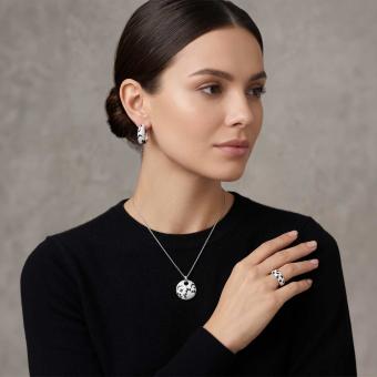Schmuckset aus 925 Silber mit Zirkonia: Ohrringe + Anhänger + Damenring