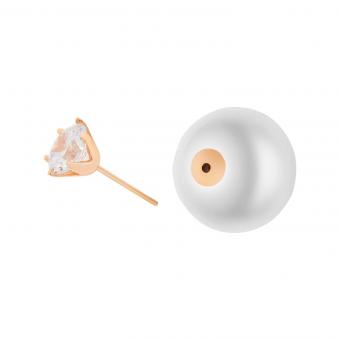 Серьги-гвоздики из позолоченного серебра 925 пробы с жемчугом и фианитом