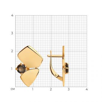 Серьги из позолоченного серебра 925 пробы с раухтопазом
