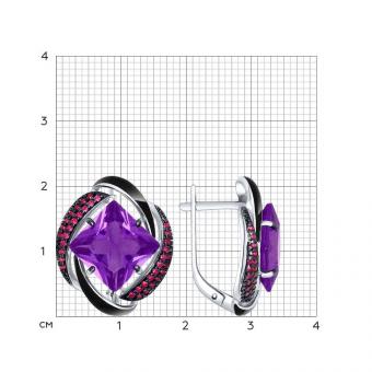 Sokolov earrings in 925 silver with sitall, zirconia and enamel