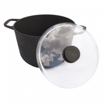 Kochtopf aus Gusseisen, 6 l, H 21,6 cm, Ø 26 см, 4,9 kg, mit Glasdeckel, geeignet für alle Herdarten