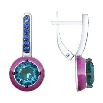 Sokolov Set Ohrhänger & Anhänger aus 925 Silber mit Sitall, Zirkonia und Emaille