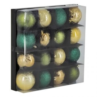 Tannenbaumschmuck grün gold Rätsel Ø 6 cm, 16 Stk.