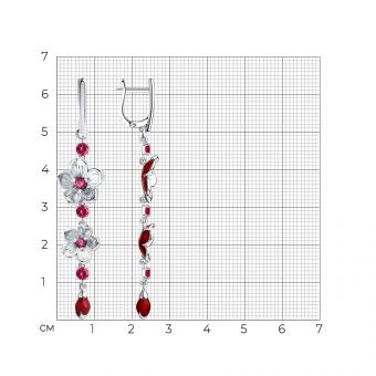 Серебряные серьги  925 пробы с эмалью и фианитами