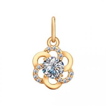 Sokolov set pendant and chain 925 silver gold plated with zirconia