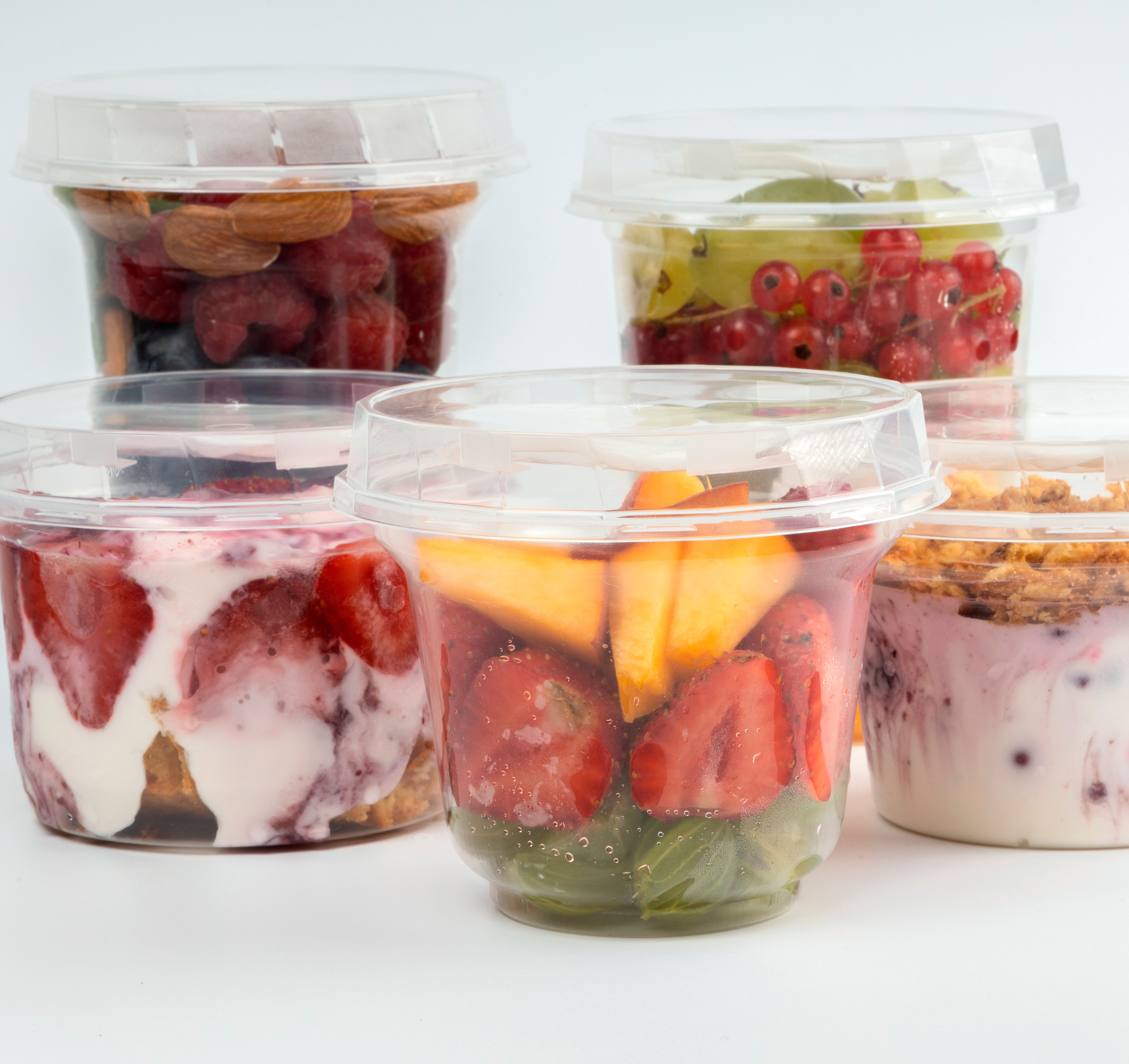 Disposable deli cup set cups with lid Ø95mm and spoon, 225ml, 50pcs.