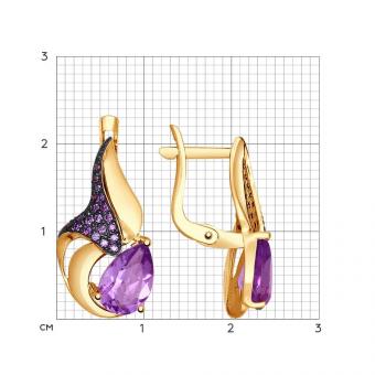 Sokolov Серьги из золота с аметистами и сиреневыми фианитами