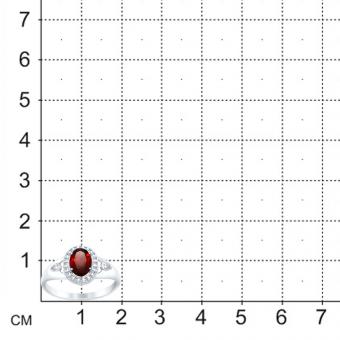 Кольцо из серебра с гранатом и фианитами​