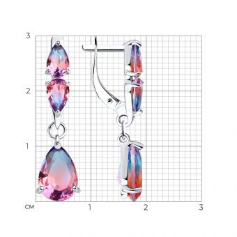 Серебряные серьги 925 пробы с ситаллами 