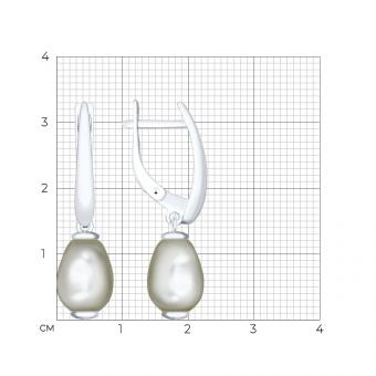 Серебряные серьги 925 пробы с жемчугом Swarovski 