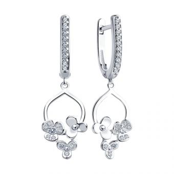 Серебряные серьги 925 пробы с фианитами