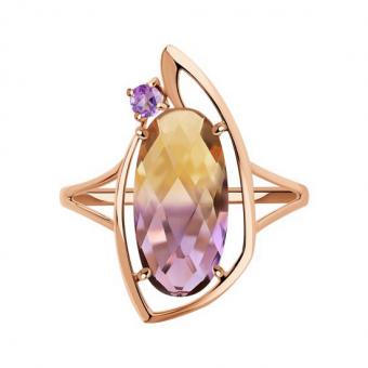 Sokolov Damenring aus 585 Rotgold mit Amethyst und Sitall
