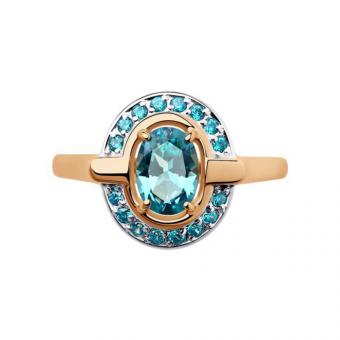 Sokolov Damenring aus 585 Rotgold mit einem Topas und Zirkonia