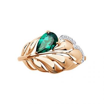 Sokolov Кольцо из золота 585 пробы с изумрудом и фианитами