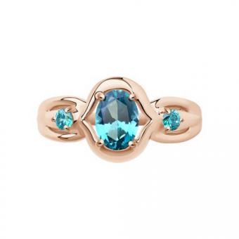 Sokolov Кольцо из красного золота 585 пробы с топазами Swarovski и фианитами