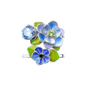 Sokolov Кольцо из серебра 925 пробы с эмалью и фианитами