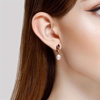 Sokolov Серьги из золота 585 пробы с сапфиром, жемчугом и фианитами