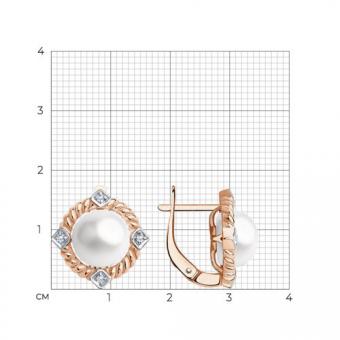Sokolov Серьги из красного золота 585 пробы с жемчугом и фианитами