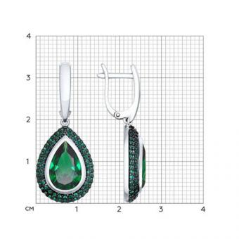 Sokolov Серьги из серебра 925 пробы с ситаллами и фианитами