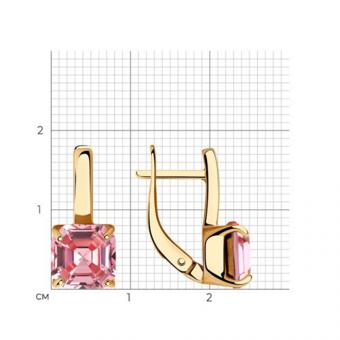 Серьги из позолоченного серебра 925 пробы с розовыми кристаллами swarovski