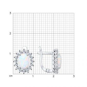 Sokolov Серьги из серебра 925 пробы с белыми опалами и фианитами