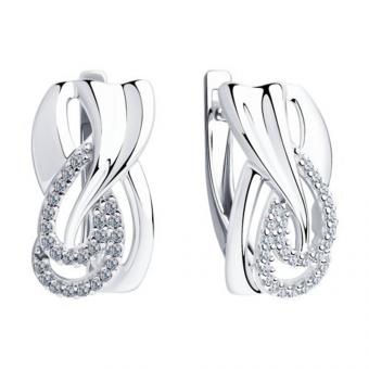 Серьги из серебра 925 пробы с фианитами