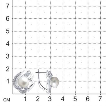 Серьги из серебра с жемчугом и фианитами